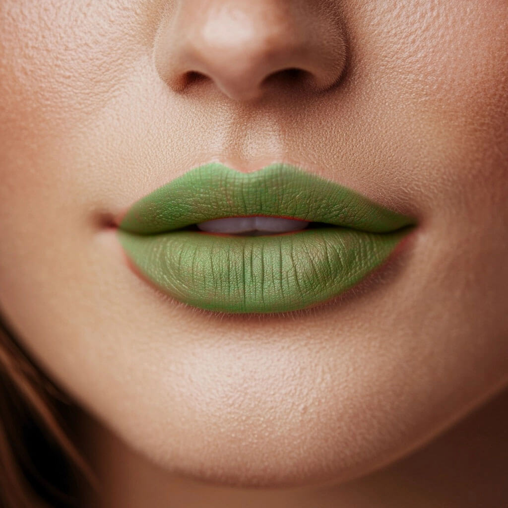 Stargazer green lipstick on the lips 137