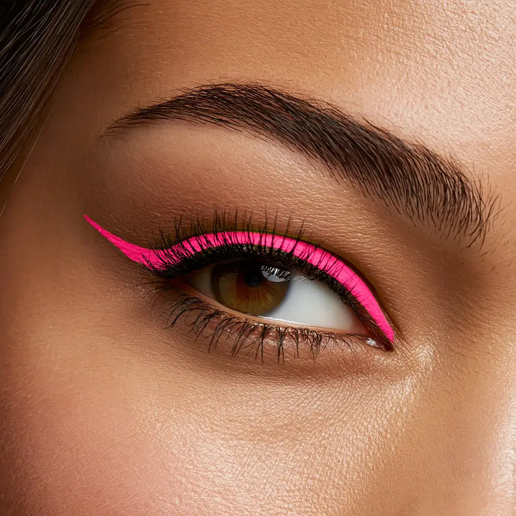 stargazer model with neon pink eyeliner