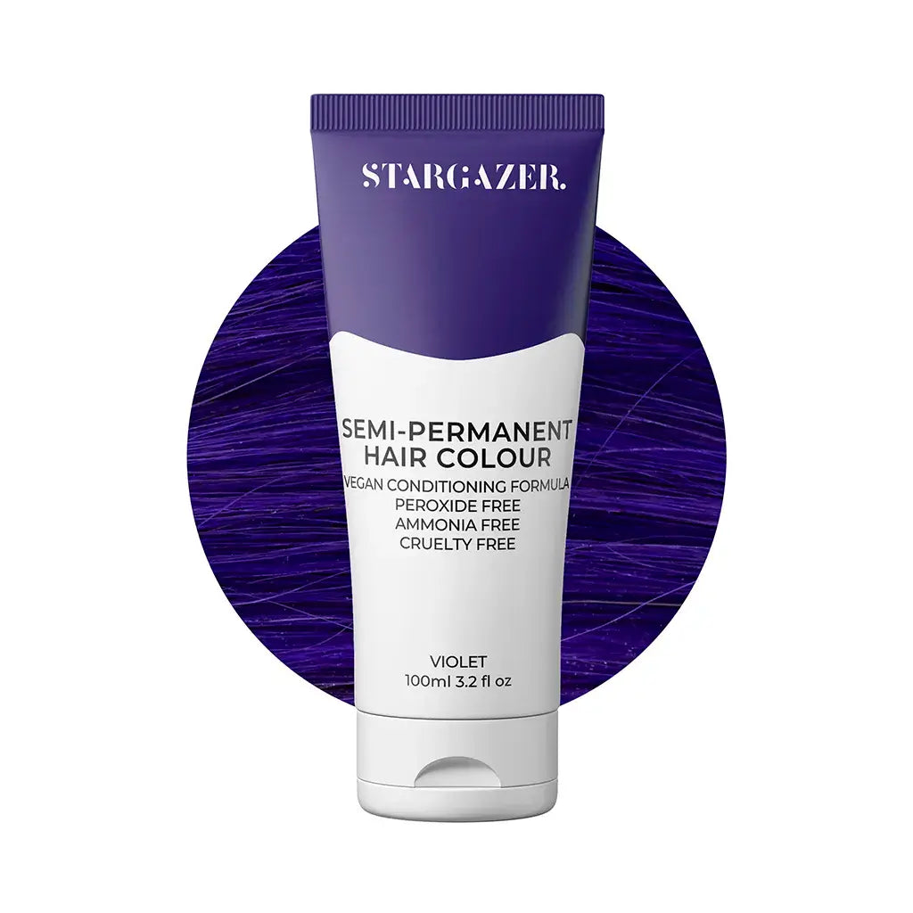 Stargazer violet semi permanent hair colour tube with swatch