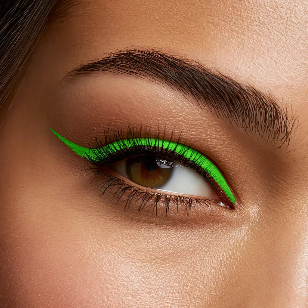 stargazer model with neon green eyeliner